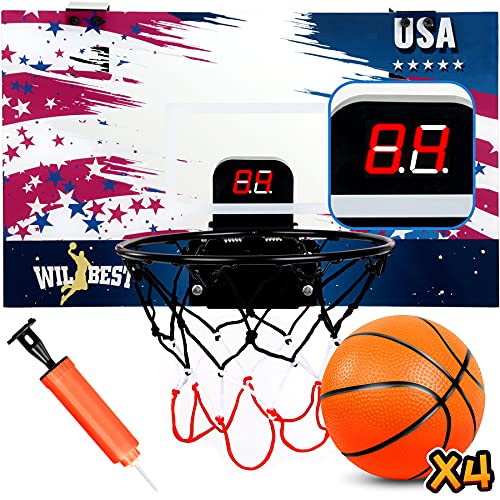 Wilbest Mini Basketball Hoop with Electronic Scoreboard 17"X 13" Over