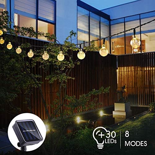 Solar String Lights, AUGOLA 30 LED 20Ft Waterproof Indoor Outdoor Fairy Lights Crystal Ball Decorative String Lights for Garden Patio Yard Home Wedding Christmas Parties (Warm White)