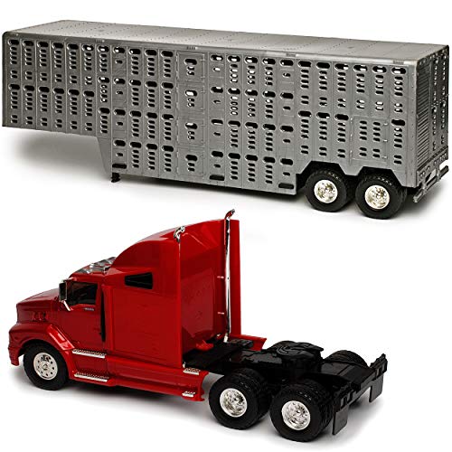 Motormax Ford Aeromax 9500 Rot Tiertransporter Usa Amerika LKW 1/32 Modell Auto mit individiuellem Wunschkennzeichen – Bild 4
