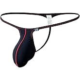 Gogobear Men's Sexy Ice Silk Bulge Pouch Thong Low Waisted G-String Spaghetti Strap Brief Underwear