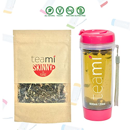 DETOX TEA for a Teatox & Weight Loss - 30 Day Supply to get Fit - Skinny by Teami Blends - Best to Help Boost Metabolism and Reduce Bloating - 100% Natural Appetite Suppressant (w/ Pink Tumbler)