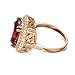 Yoursfs Big Stone Rings For Women Round Red Created Ruby 18K Rose Gold Plated Women's Ring Size 5.5