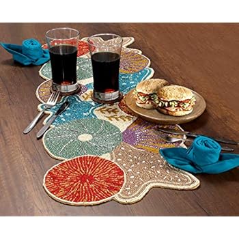 Amazon.com: Handmade Coastal Sea Shell Beaded Table Runner ...