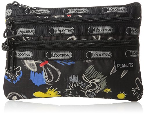 LeSportsac X Peanuts 3 Zip Cosmetic Case, Chalkboard Snoopy