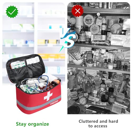 Romon 1 x Empty Emergency Bag, Waterproof Portable Medicine Bag, Large Capacity Emergency Bag, Medicine Storage Bag for Home, Office, Travel