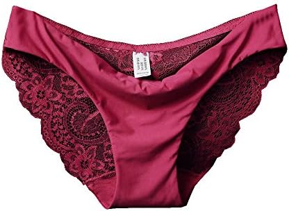 Kinrui Lingerie Womens Cotton Lace Trim Panties Seamless Underwear Brief Mid Rise Tummy Control Panties