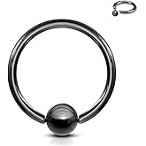 Inspiration Dezigns 10G, 8G, 6G, 4G or 2G Captive Bead Nose Hoop Septum Earring Eyebrow Tongue Lip Nipple Helix Tragus Piercing Rings Surgical Steel