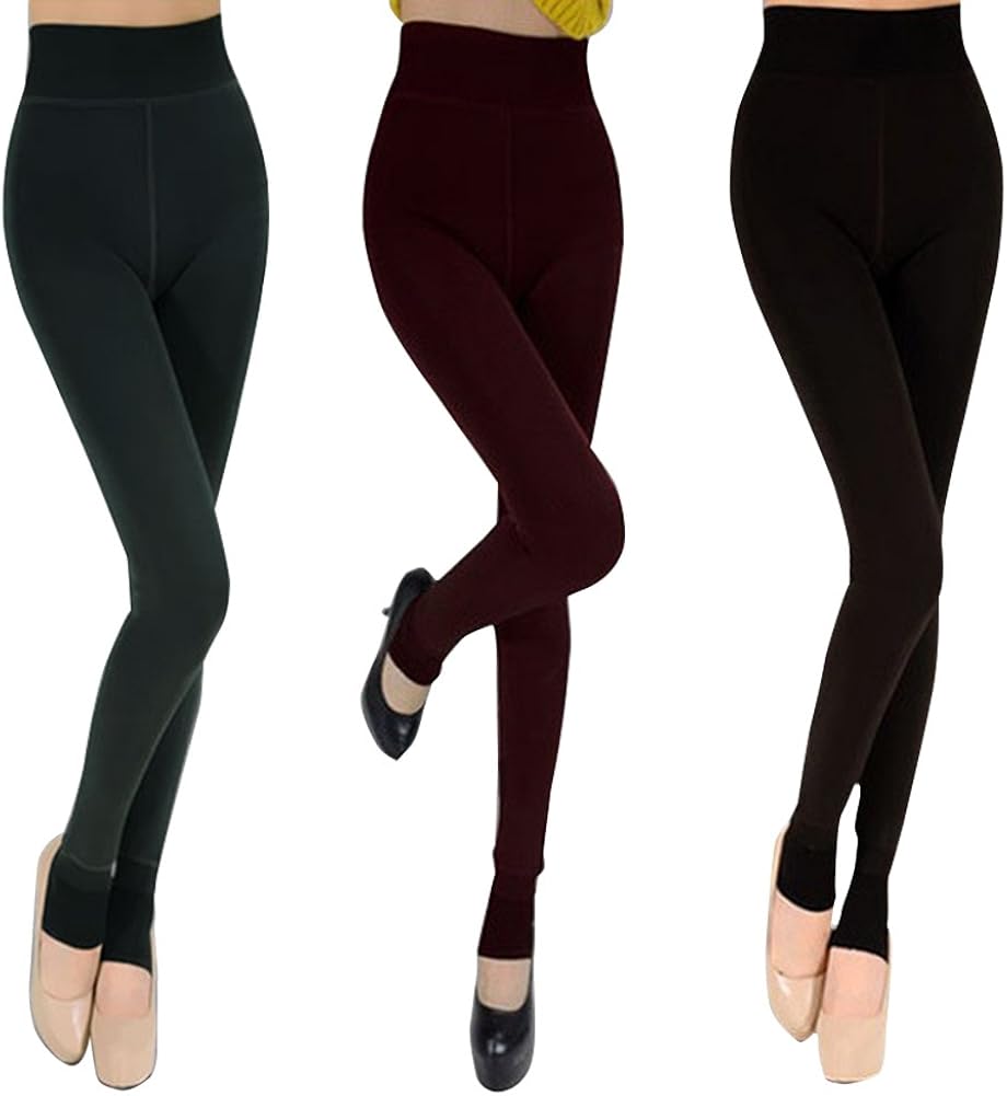 Petalum 3er Pack Damen Leggings Winter Warm Gefüttert Leggings Schwarz