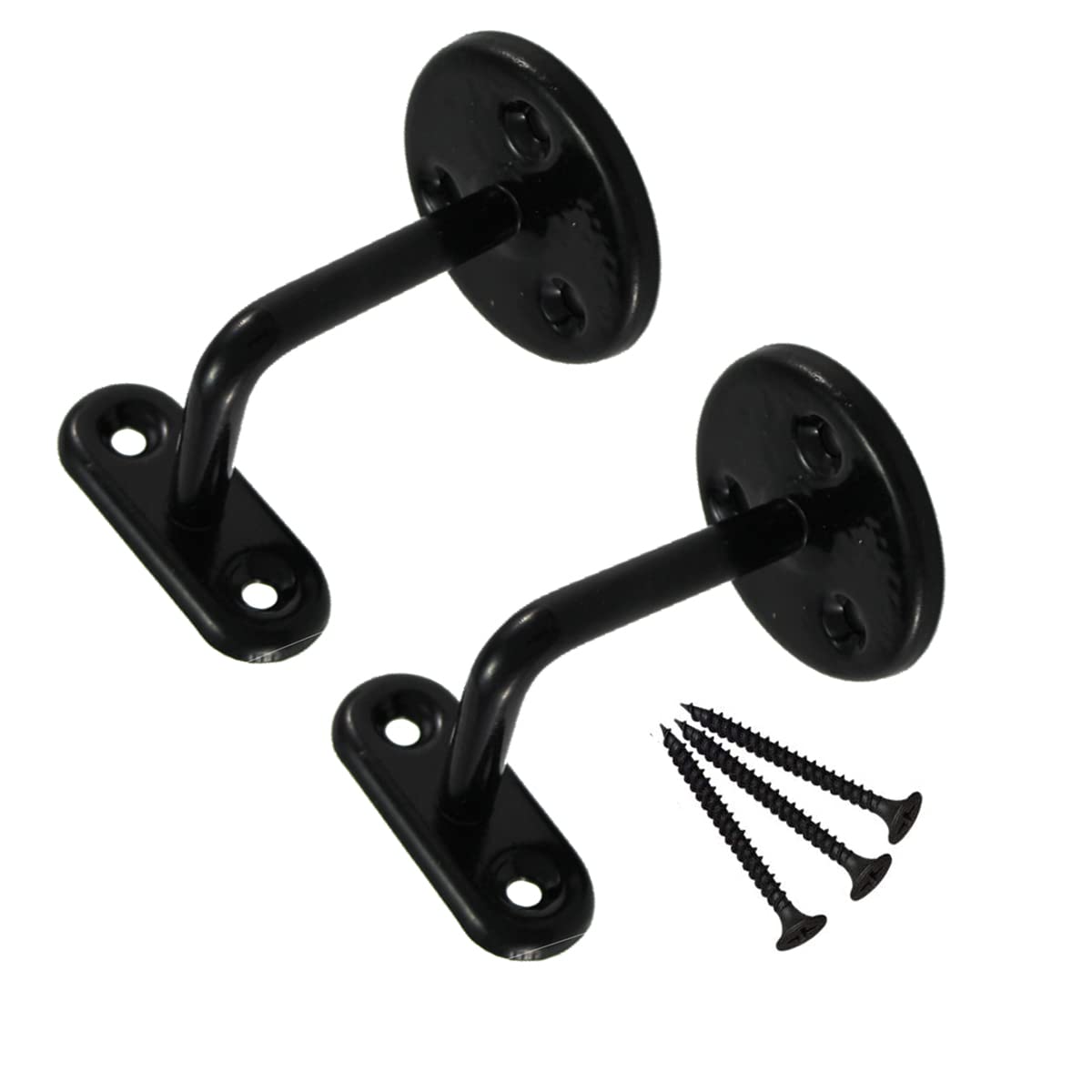 Black Support Wall Mounted Handrail Brackets Banister Support Handrail 63mm with Matching Screws Rail Brackets for Stairs Handrail Holder with Rosette for Indoor and Outdoor Stairs Pack of 3.