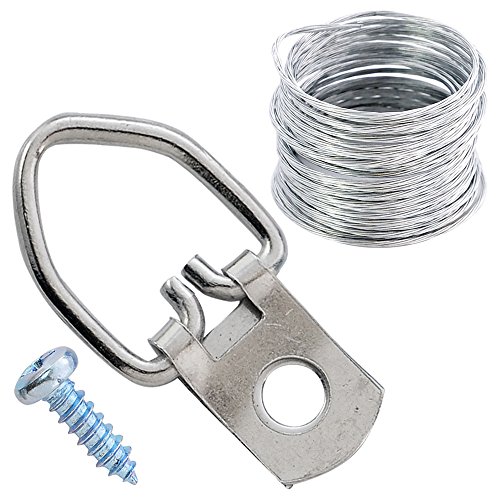 HangDone D Ring Picture Hangers 50Pack Heavy Duty with Screws and 25