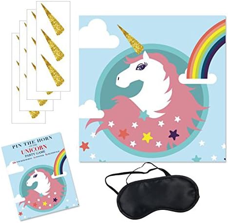 Pin the Horn on the Unicorn Game Birthday Party Favor Games Unicorn Party Supplies Unicorn Gifts for Girls With Eye Mask