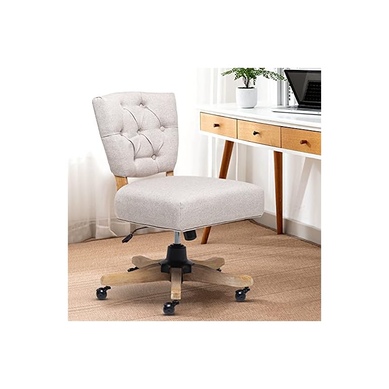 BTGGG Office Chair Armless Modern Desk Chair with Button Trimed Back