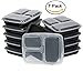 Quantahome 3 Compartment Portion Control Bento Reusable, Freezer safe, Microwave, dishwasher, Meal Prep, Lunch Box, Food Storage Containers with Lids - Set of 7