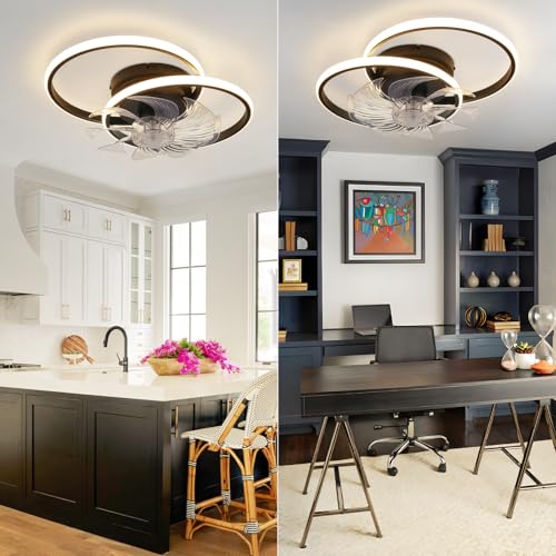 Homefire LED Ceiling Fan with Light – 36W Black Lamp Ceiling Fan Silent and Remote Control Dimmable 6 Speeds Ceiling Fans and Reversible DC Motor for Bedroom Kitchen
