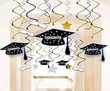 30 Ct Graduation Hanging Swirl Decorations - Grad Star/Mortarboards/Diplomas Ceiling Foil Party Ornaments