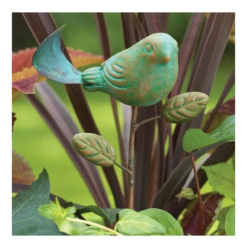 Ancient Graffiti Ceramic Teal Bird Plant Pick