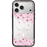 CASETiFY Compact iPhone 17 Pro Max Case [Slim and Sleek/Compatible with Magsafe / 4 ft. 2X Military Grade Drop Protection] - Sakura Cherry Saturday - Clear Black