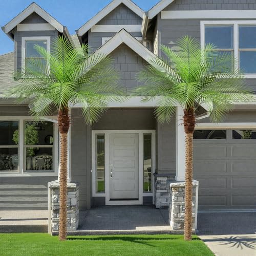 ZEEOZE 240 cm Artificial Phoenix Palm Tree Tall Artificial Palms with 18 Leaves Adjustable Artificial Plants Phoenix Palm for Outdoors Patio Swimming Pool Home Office Living Room Garden (2 Pcs, 240 cm