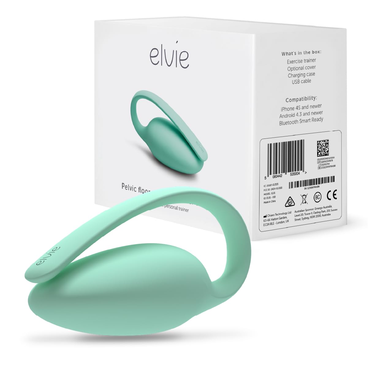 Elvie Trainer Smart Kegel Exerciser – Pelvic Floor Trainer for Women, Biofeedback App, 6 Guided Exercises, Patented Tilt Technology, Medical Grade Silicone, Safe with IUD, Bladder Control