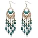 Voberry® Women's Bohemian Classical Fringed Long Section Of Big Beads Pendant Drop Tassels Hook Dangle Earrings (Blue)