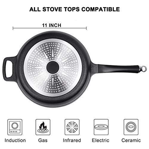 Fry Pan Nonstick Cookware, Deep Frying Pan Induction Pan Skillet Pan with Lid PFOA Free, Dishwasher Safe, 5 Quart