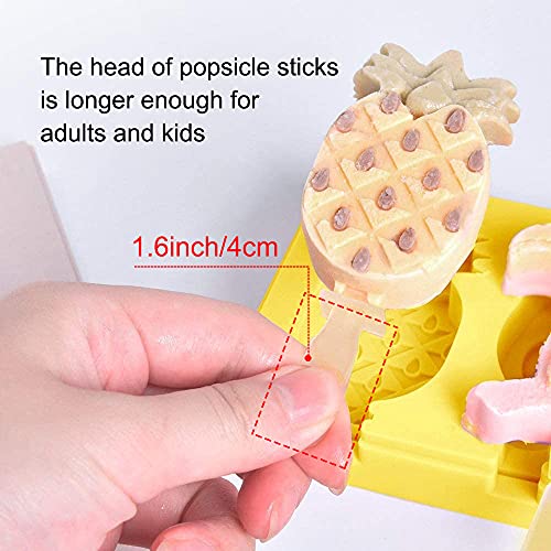 Popsicle Molds, Genteen 2 Sets of Silicone Popsicle Molds with 12 Sticks 100% Platinum Silicone and BPA Free Ice Pop Molds for Making 6 Different Shapes Mango Banana Pineapple...