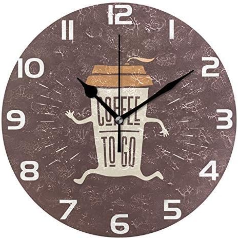 Amazon Co Jp 面白いコーヒーカップ絵文字ラウンドアクリル壁時計 サイレント非カチカチ油絵ホームオフィス学校装飾時計アート ホーム キッチン
