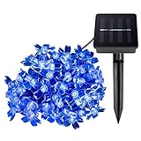LE Solar String Lights Cherry Blossom, 23ft, 50 LED, Waterproof, Blue, Light Sensor, Decoration, Outdoor, Christmas Tree, Thanksgiving, Wedding, Garden, Lawn, Patio, Party