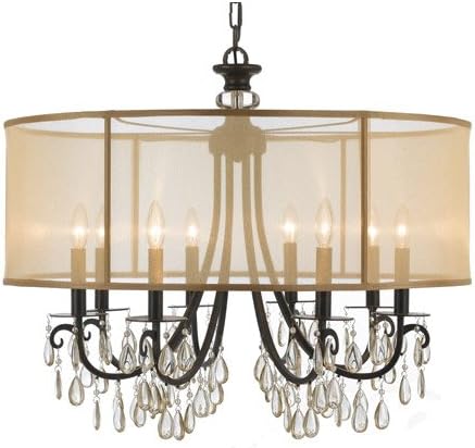 Chandeliers 8 Light With Antique Brass Etruscan Crystal Silk Brass 32 inch 480 Watts - World of Lighting