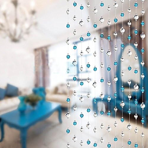 Bdenise 10 Packs Crystal Bead Curtains for Bedroom Closet Doors Doorways Windows Total 32.8 ft (Blue)