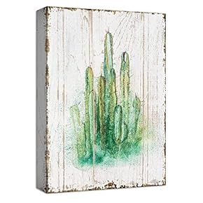 Rustic Abstract Green Cactus Blur - Canvas Art