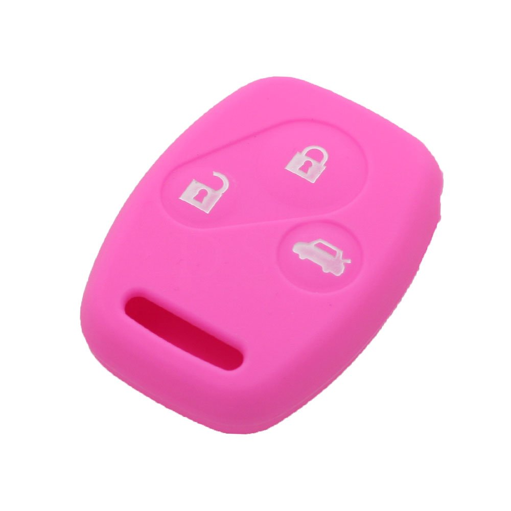BROVACS Silicone Cover Protector Case Holder Skin Jacket Compatible with HONDA 3 Button Remote Key Fob CV9201 Pink