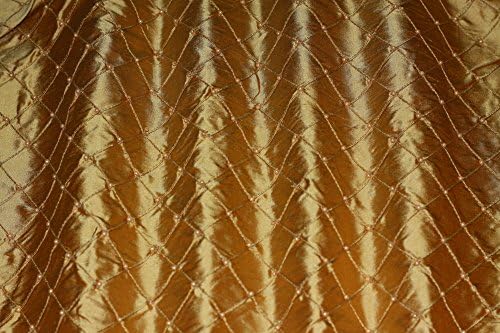 Honey Pintuck Diamond Dupioni Shantung with Embroidery, 100% Silk Fabric, by The Yard, 54" Wide