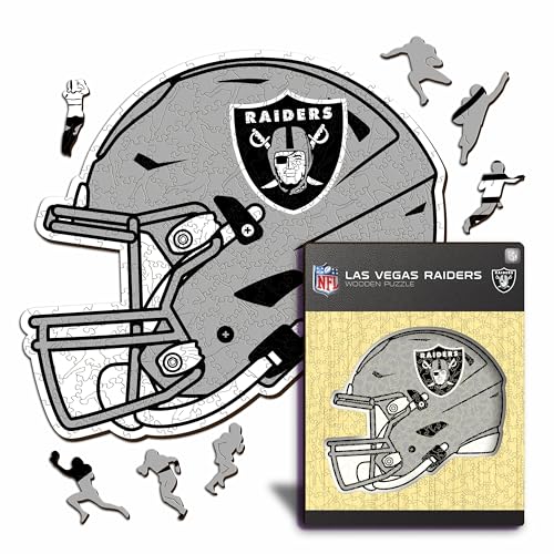 Iconic Puzzles - Las Vegas Raiders Helmet, Wooden Puzzle officially licensed NFL, 100% sustainable, Gift for Adults and Children, size M, 270 Pcs