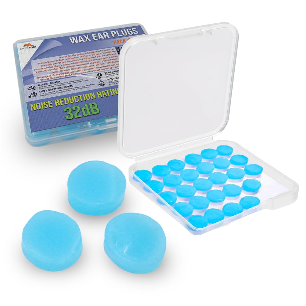 Photo 1 of Ear Plugs - Reusable Silicone Wax Ear Plug Covers - Pack of 30-32db Noise Cancelling Earbuds for Sleeping - Hearing Protection for Travel, Concerts, Swimming - Durable Plastic Case - by Mobi Lock