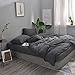 LIFETOWN 100% Jersey Knit Cotton Duvet Cover Set T-Shirt Feel Bedding Set Ultra Soft Wrinkle-Free (Heathered Dark Grey, King)