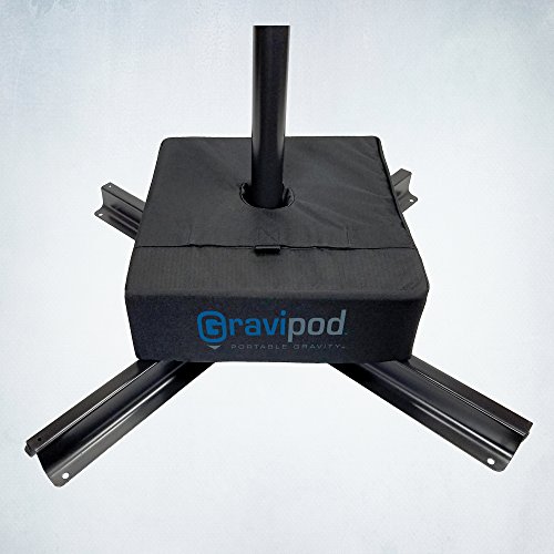 Gravipod 18"x18" Square Umbrella Base Weight Bag-Up to 110#. Safety solution for Patio, Offset and Cantilever Umbrellas. Heavy Duty Ballistic Polyester, XL opening, Weather and UV resistant