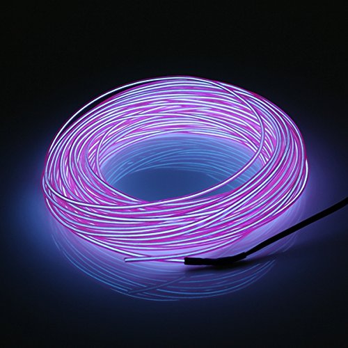 MASUNN 20M EL Led Flexible Soft Tube Wire Neon Glow Car Rope Strip Light Xmas Decor DC 12V-Purple