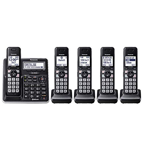 Panasonic 5 Handsets Link2Cell DECT 6.0 Talking Caller ID Voice Assist