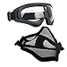 XCYT Tactical Airsoft Mask Adjustable Half Face Mask Steel Mesh Mask and Goggles Set for Hunting, Shooting, Paintball
