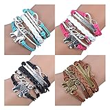 Unisex Lucky India Elephant Bracelet Fashion Quote Rope Braided Bangle Festival Gift 4 Pieces