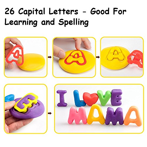 Deardeer Clay Dough Tool Mold Cutters for Kids Various Shapes Modeling Dough Clay Party Pack Mega Tool Playset - 44 Pieces