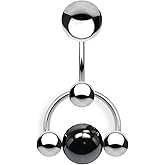 TOOLSSIDE VCH Piercing Jewelry with 5 Balls Stainless Steel Belly Button Ring Navel Piercing Jewelry Belly Rings for Women 14G Belly Button Piercing