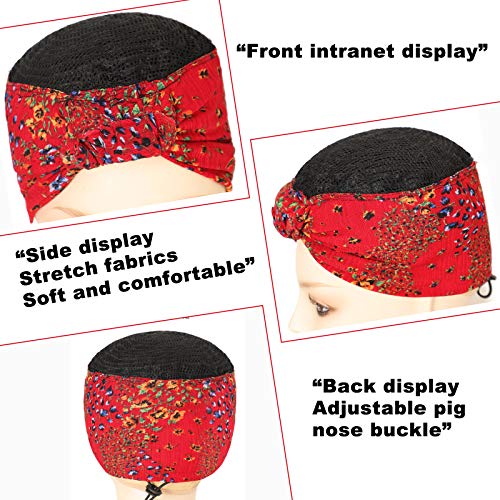 Short Curly Headband Wigs for Black Women, Drawstring Headwrap Hairstyles Synthetic Hair Wigs Headband Afro Wigs Natural Color (7Inch Red Headband)