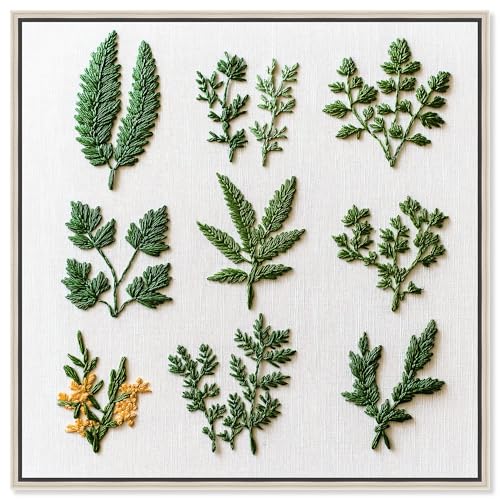 Art Remedy Stitched Sprout I Canvas Floral Prints, Silver Frame, 20 x 20