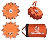 SAGE TECH - LED Road Flares | Roadside Emergency Kit | Roadside Safety Disc | Warning Light | Emergency Lights | Emergency Disc | Flares for Truck Car Boat | Storage Bag Included | Pack of 3