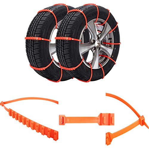 Homeon Wheels 10 Pcs Tire Chains Universal Winter Snow Mud Chains Emergency Traction Aid Anti-Slip Chain for SUV Light Truck Car (Red) - Thumbnail 3