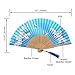 OMyTea® Hand Held Silk Folding Fans with Bamboo Frame - with a Fabric Sleeve for Protection for Gifts - 100% Handmade Oriental Chinese/Japanese Vintage Retro Style - for Women Ladys Girls (WZS-33)