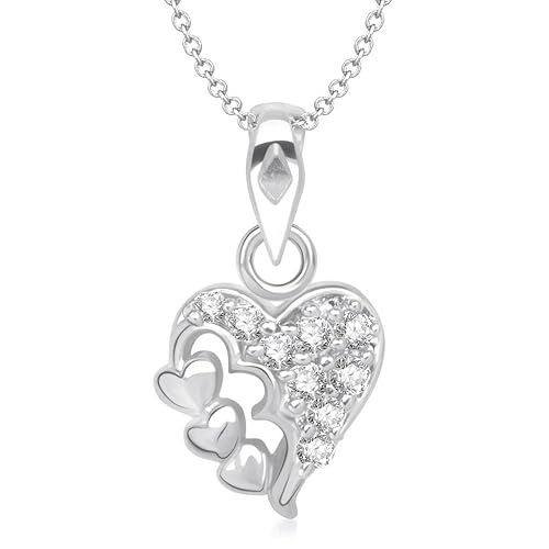 VK Jewels Three Heart Shape Rhodium plated Pendant - P1297R [VKP1297R]
