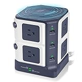 USB Power Strip with Wireless Charger BESTEK 8-Outlet Surge Protector and 40W 6-Port USB Charging Dock Station,1500 Joules,ETL Listed,Dorm Room Accessories